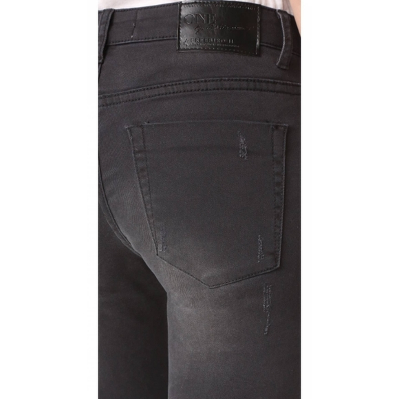 One Teaspoon Freebird II Distressed Step Hem Black Dark Fantasy Jeans Size 30 - Picture 8 of 15